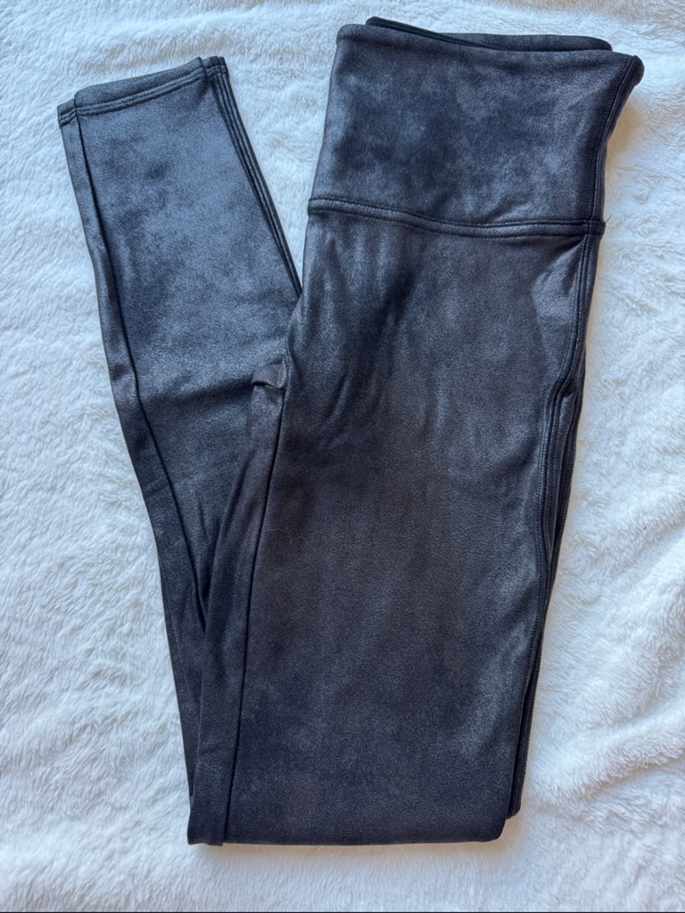 SPANXshape™ Faux Leather Fleece Lined Leggings Black / Regular / M